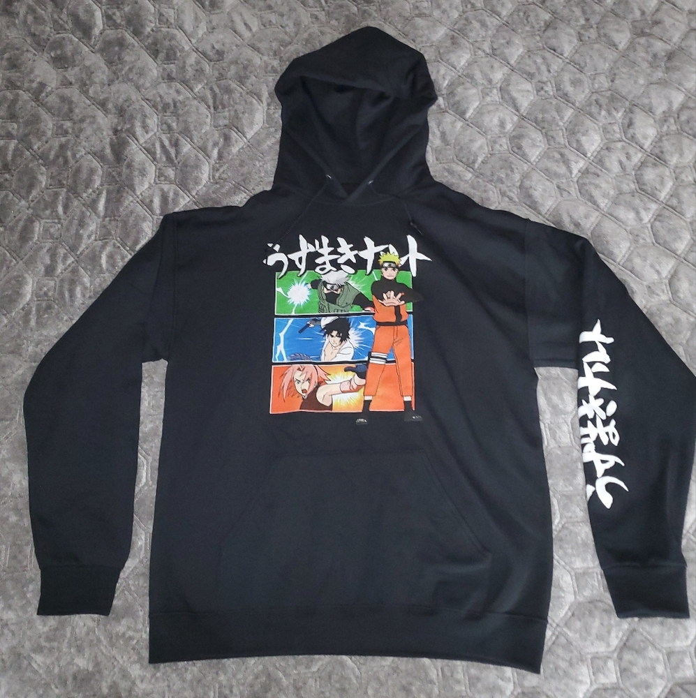 Naruto Shippuden Collection Hoodie - Size Large - 2007 - Anime - Pullover